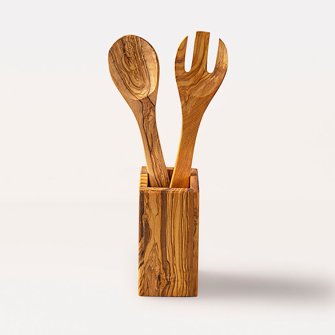Set forchettone e cucchiaione in legno di ulivo Art BW-08